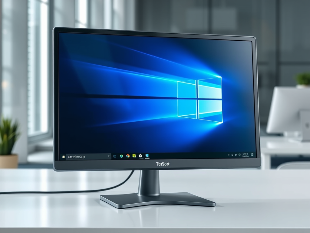 A meticulously organized corporate server room featuring rows of black, glass-fronted server racks, each with glowing blue and green indicator lights. A prominent digital monitor displays a security dashboard with shield icons and risk status graphs, all in muted neutrals and subtle accent colors. The environment is immaculate, with cable trays arranged in clean, parallel lines along the ceiling and polished concrete floors. Cool, diffused white lighting creates crisp reflections on metal surfaces, contributing to a disciplined, secure, and orderly mood. The image is composed using a wide-angle, straight-on perspective, ensuring a balanced layout and deep field of focus. The photographic style is clean, minimal, and embodies a professional, cutting-edge corporate feel, ideal for illustrating technical security infrastructure.